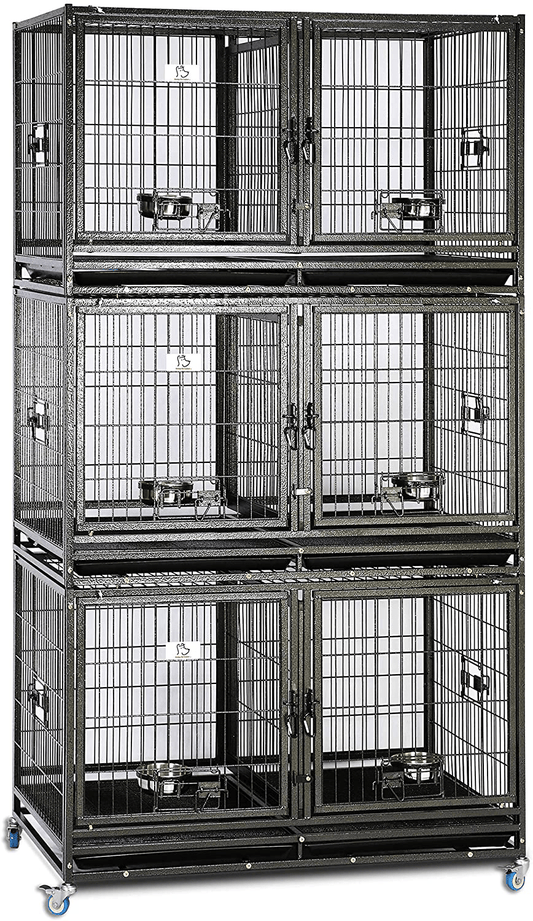 43" Stackable Heavy Duty Cage W/Feeding Doors and Divider or Additional Tray Animals & Pet Supplies > Pet Supplies > Dog Supplies > Dog Kennels & Runs Homey Pet 3xDG-43-T  