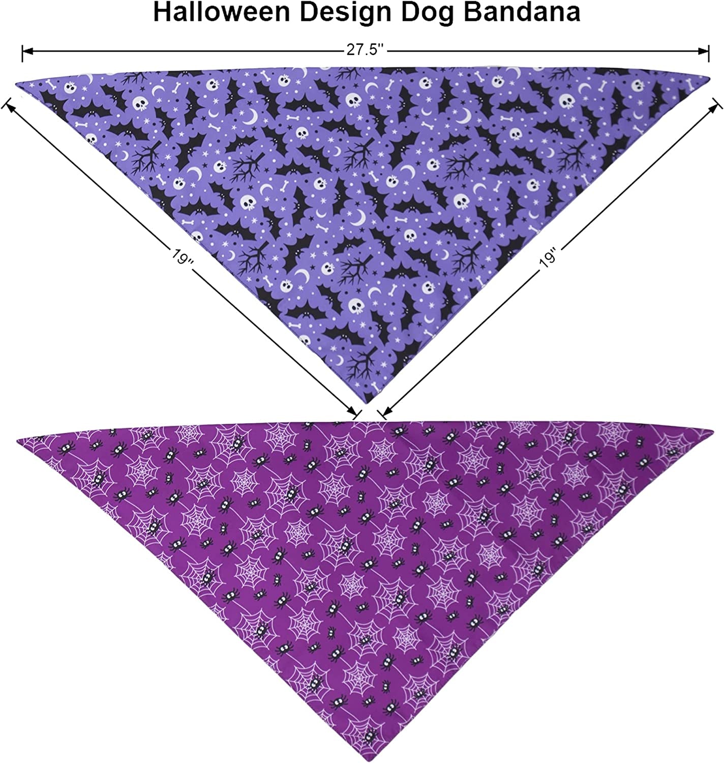 ADOGGYGO 2 Pack Halloween Dog Bandanas, Reversible Triangle Dog Scarf Accessories Halloween Bandanas for Small Medium Large Dogs Pets (Purple) Animals & Pet Supplies > Pet Supplies > Dog Supplies > Dog Apparel ADOGGYGO   