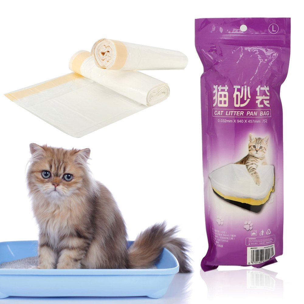 Bag 2 Packs Cat Litter Box Liners Cat Litter Pan Bags with Drawstring Pet Cat Supplies (L)
