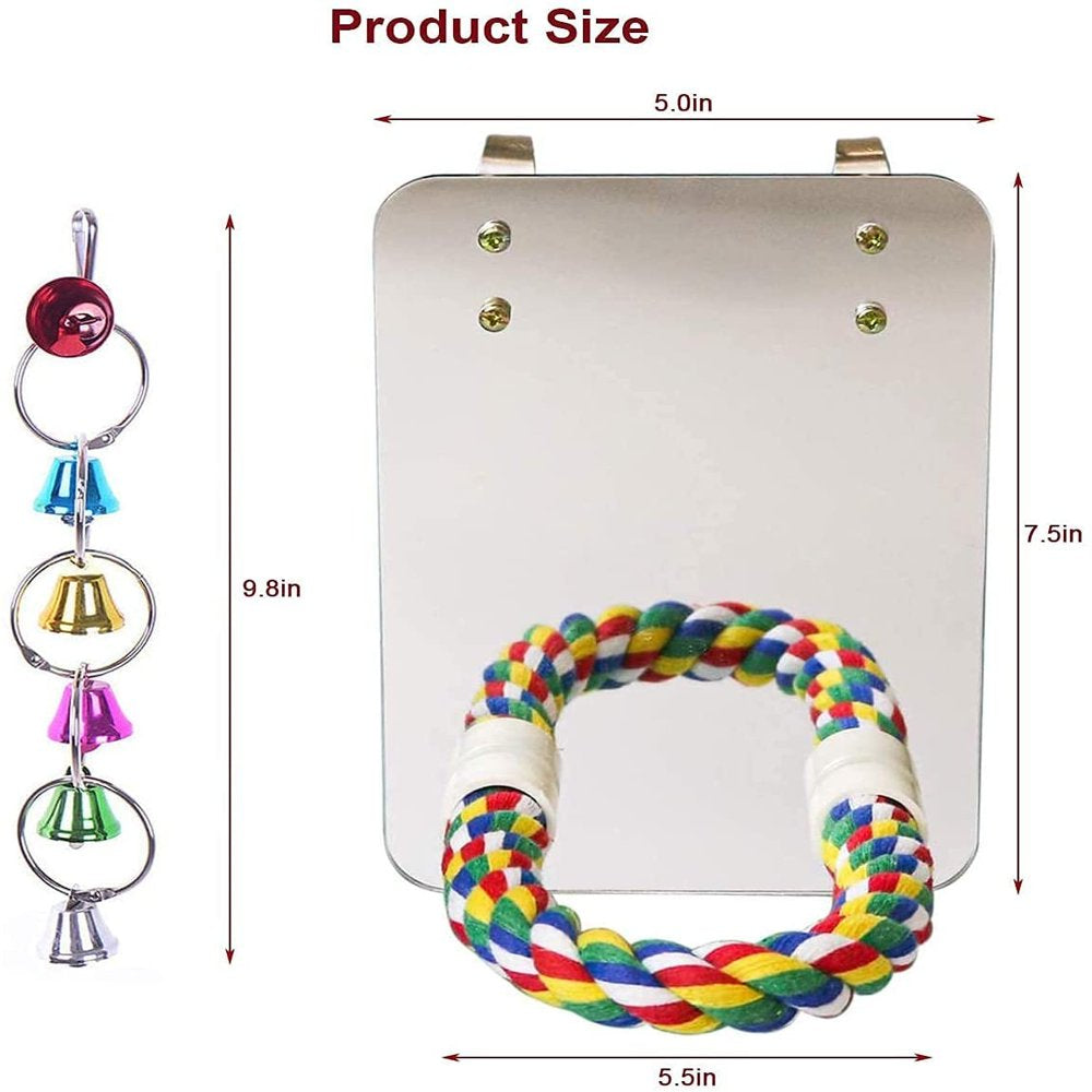 Belom Bird Mirror with Rope Perch Bird Toys Swing and Bird Bell Toy for Parakeet Cockatoo Cockatiel Lovebirds Canaries Animals & Pet Supplies > Pet Supplies > Bird Supplies > Bird Toys Belom   