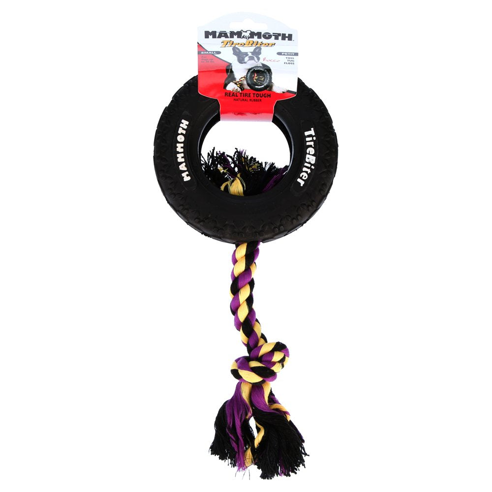 Mammoth Tirebiter Rubber Tire Dog Toy with Rope, Small, 6'' Animals & Pet Supplies > Pet Supplies > Dog Supplies > Dog Toys PHILLIPS PET FOOD SUPPLY   