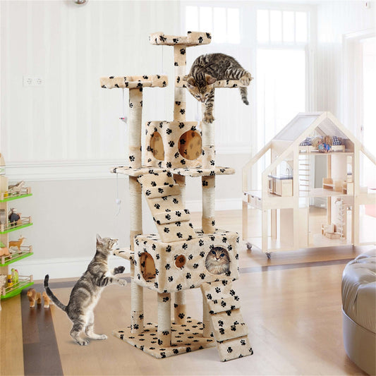 Pefilos Pet Furniture for Cats and Kittens - Cat Tower for Indoor Cats Tall Cat Tree for Big Cats Tiger Tough Cat Tree Tower Interactive Playground, Gray Animals & Pet Supplies > Pet Supplies > Cat Supplies > Cat Furniture Pefilos   