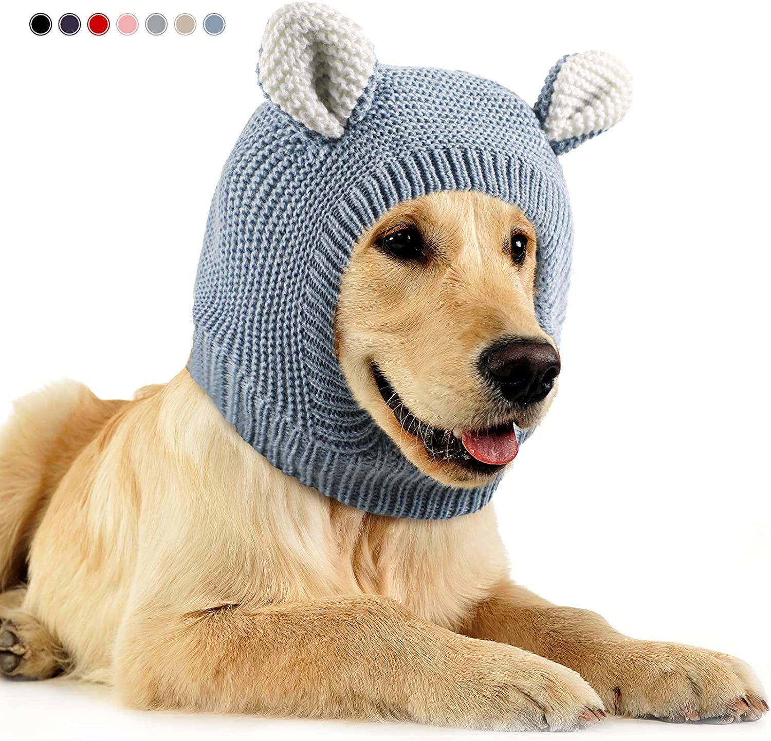 Quiet Ears for Dogs, Dog Ear Muffs Noise Protection Knitted Dog Hats Pet Ears Warm Dog Ear Cover Winter Hat Dog Snood Head Wrap Bunny Costume for Medium to Large Dogs Cats Pets (Yellow) Animals & Pet Supplies > Pet Supplies > Dog Supplies > Dog Apparel Frienda Sky Blue  