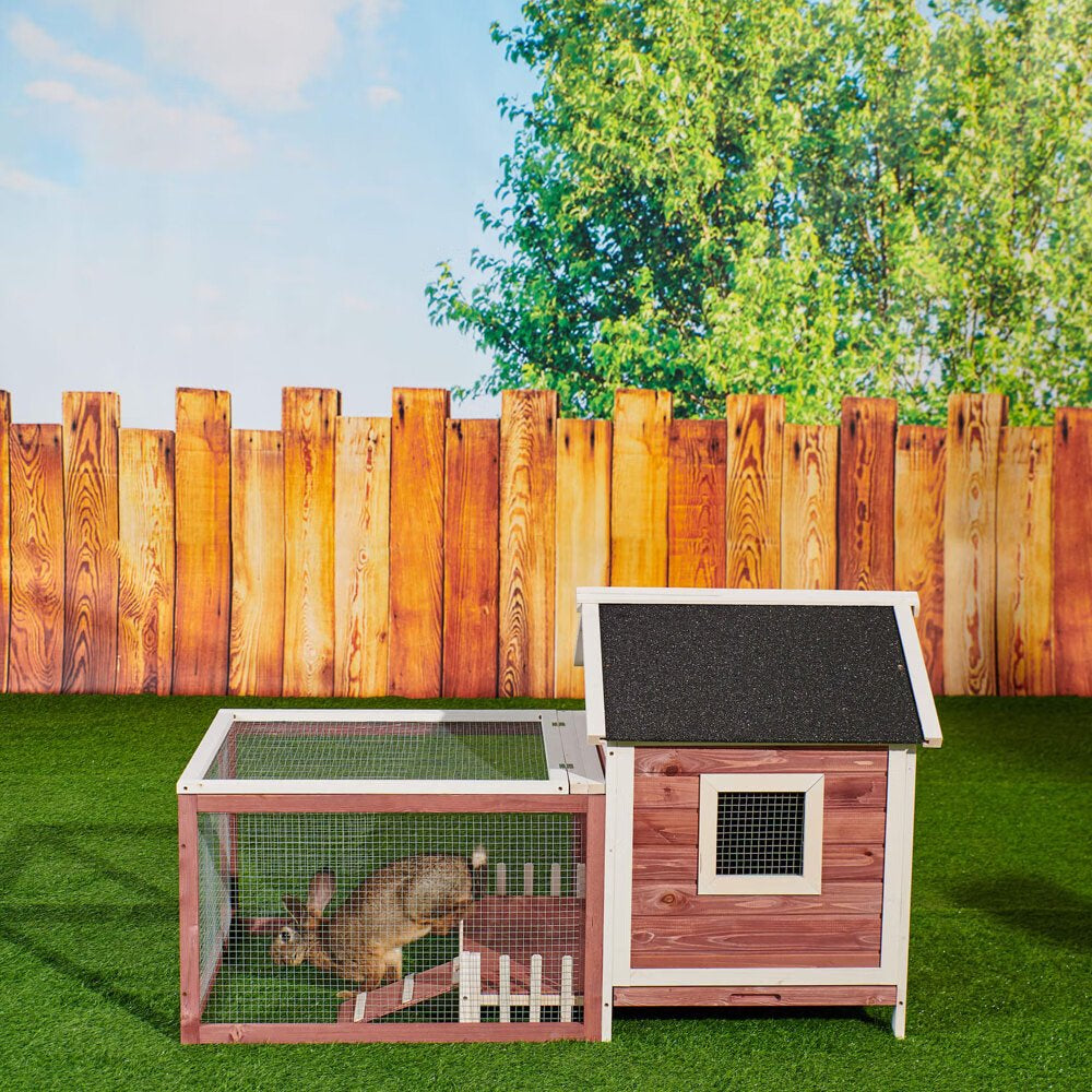 Fchunhe 55" Indoor Outdoor Rabbit Hutch,Small Animal Houses & Habitats, Bunny Cage with Removable Tray, Single Level Guinea Pig Hamster Hutch Animals & Pet Supplies > Pet Supplies > Small Animal Supplies > Small Animal Habitats & Cages Fchunhe   