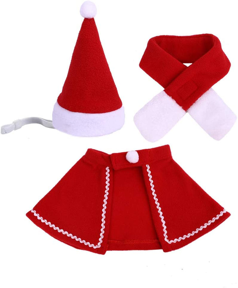 BECHANMIG 3 Pcs Dog Christmas Costume Set,Pet Cape with Hat and Christmas Scarf, Adjustable Red Cloak for Cats and Small Medium Dogs (Neck Girth 11"-14") Animals & Pet Supplies > Pet Supplies > Dog Supplies > Dog Apparel BECHANMIG   