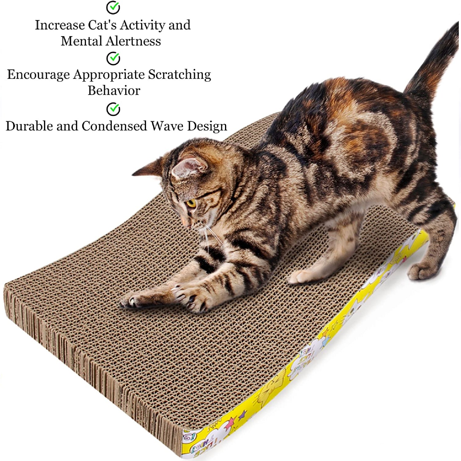 JMH 1 Pack S Type Cat Scratcher, Double-Sided Design Cat Scratching Pad Pet Cats Scratcher Cardboard Durable for Furniture Protection