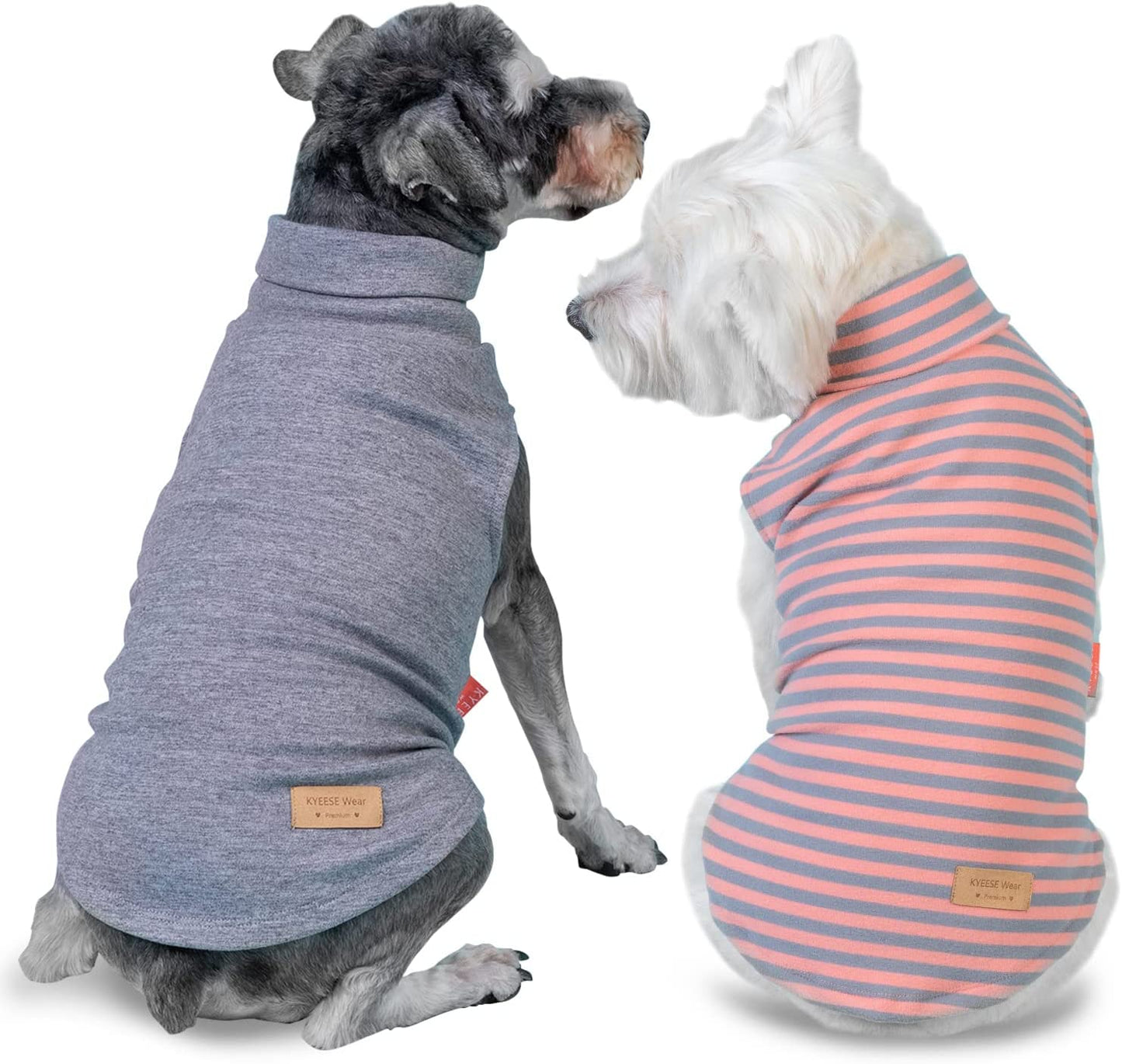 KYEESE 2Pack Dog Coat Turtleneck Stretchy Dog Sweater Super Soft Dog Cold Weather Coat for Small Dogs Puppy in Sleeveless Design, Purple,S Animals & Pet Supplies > Pet Supplies > Dog Supplies > Dog Apparel kyeese 1# Stripe+Grey Large (12-18lbs) 