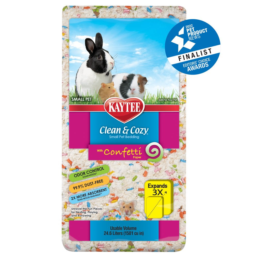 Kaytee Clean & Cozy Confetti Bedding White Paper Bedding with Colored Confetti Paper 24.6 Liters Animals & Pet Supplies > Pet Supplies > Small Animal Supplies > Small Animal Bedding Central Garden and Pet   