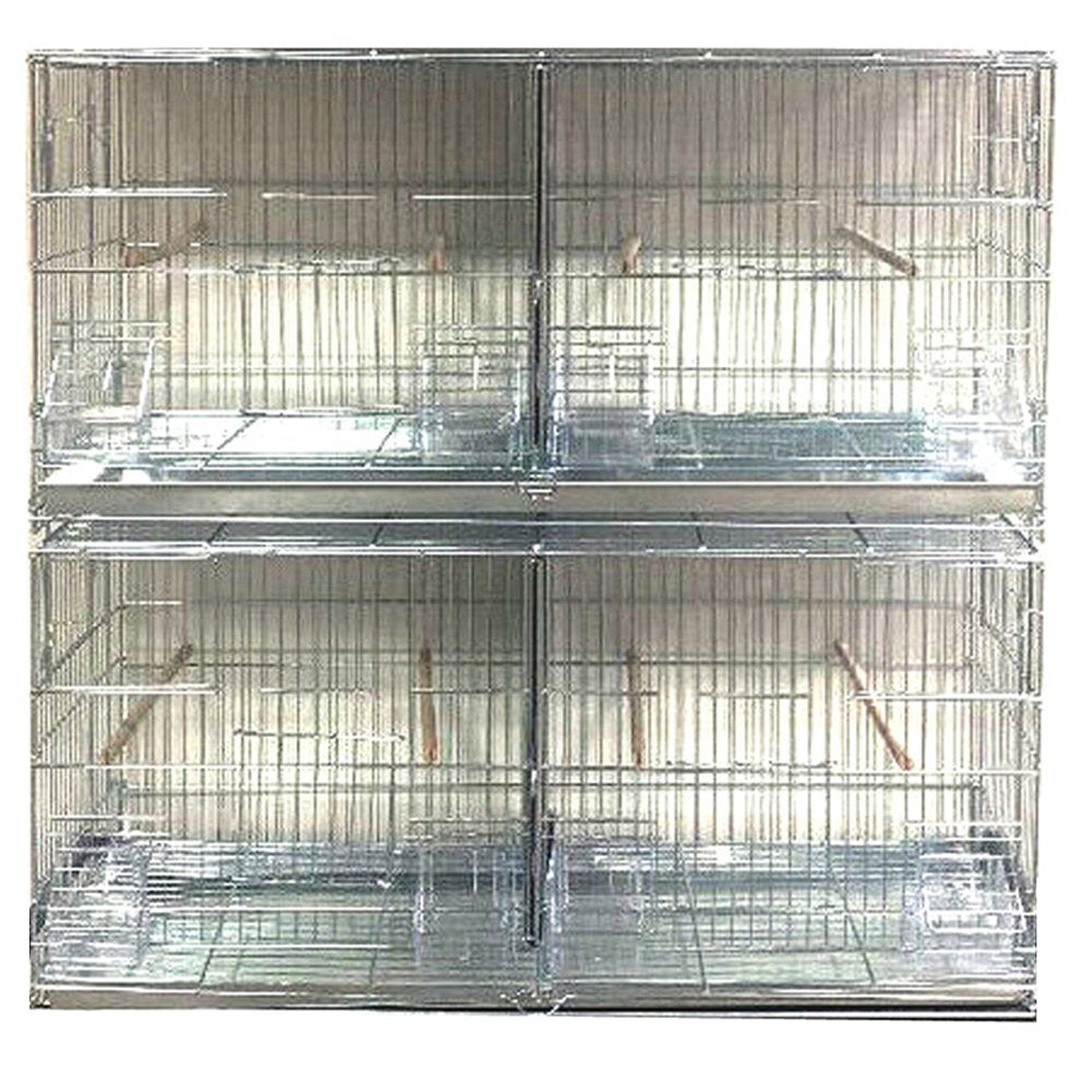 EXTRA LARGE Combo-2 of Galvanized Zinc Plated Stack & Lock Double Breeding Breeder Flight Bird Cage Center Dividers Side Breeding Nest Doors with Rolling Stand Animals & Pet Supplies > Pet Supplies > Bird Supplies > Bird Cages & Stands Mcage   