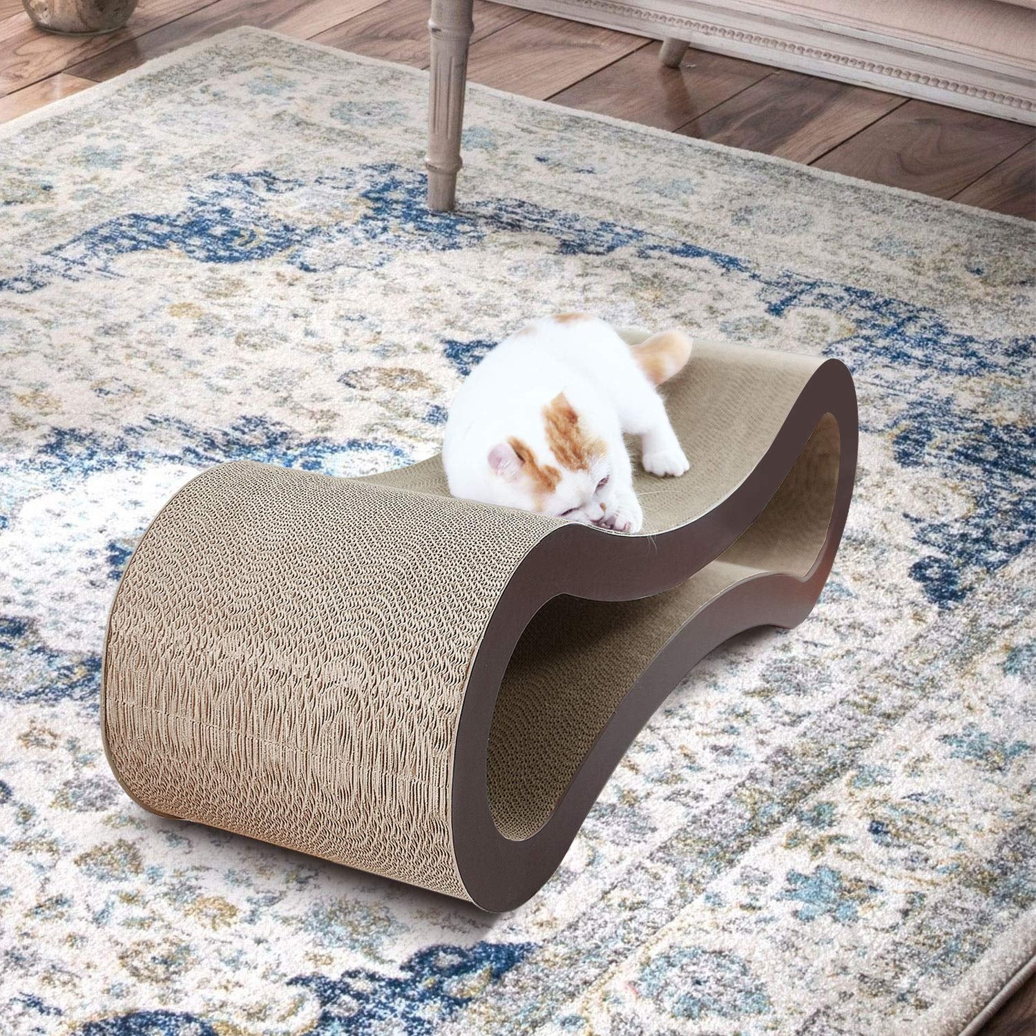 Scratchme Cat Scratcher Board & Post Prevents Furniture Damage & Contains Catnip to Attract Cats, Brown