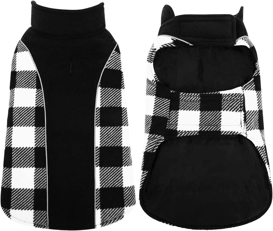 Kuoser Reversible Dog Coat, Warm Waterproof Dog Jacket, British Style Plaid Dog Winter Coats, Puppy Cold Weather Vest Windproof Outdoor Clothes Dog Snow Jackets for Small Medium Large Dogs Animals & Pet Supplies > Pet Supplies > Dog Supplies > Dog Apparel Kuoser Black Small (Pack of 1) 