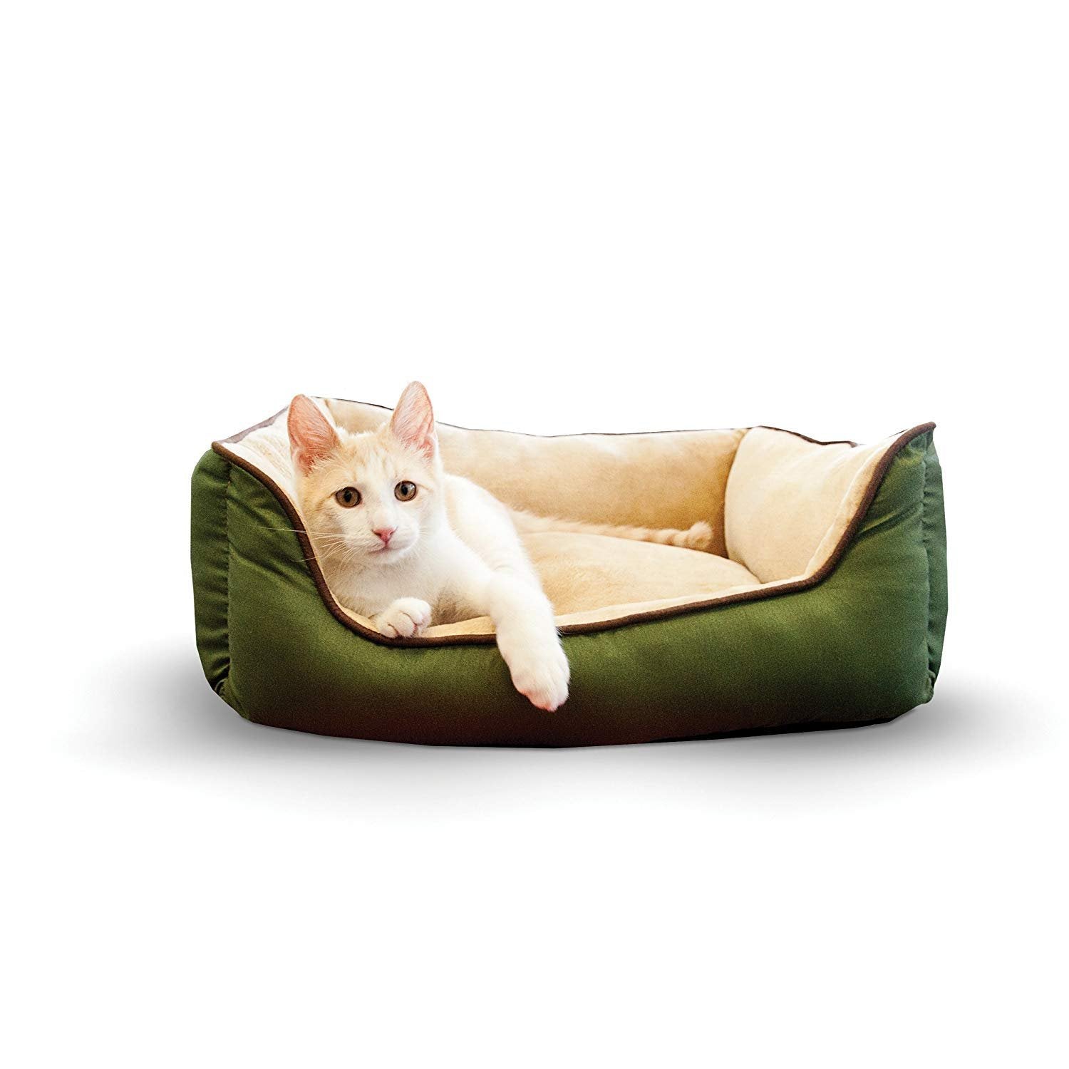 K&H Lounge Sleeper Pet Cat Bed, Mocha/Green