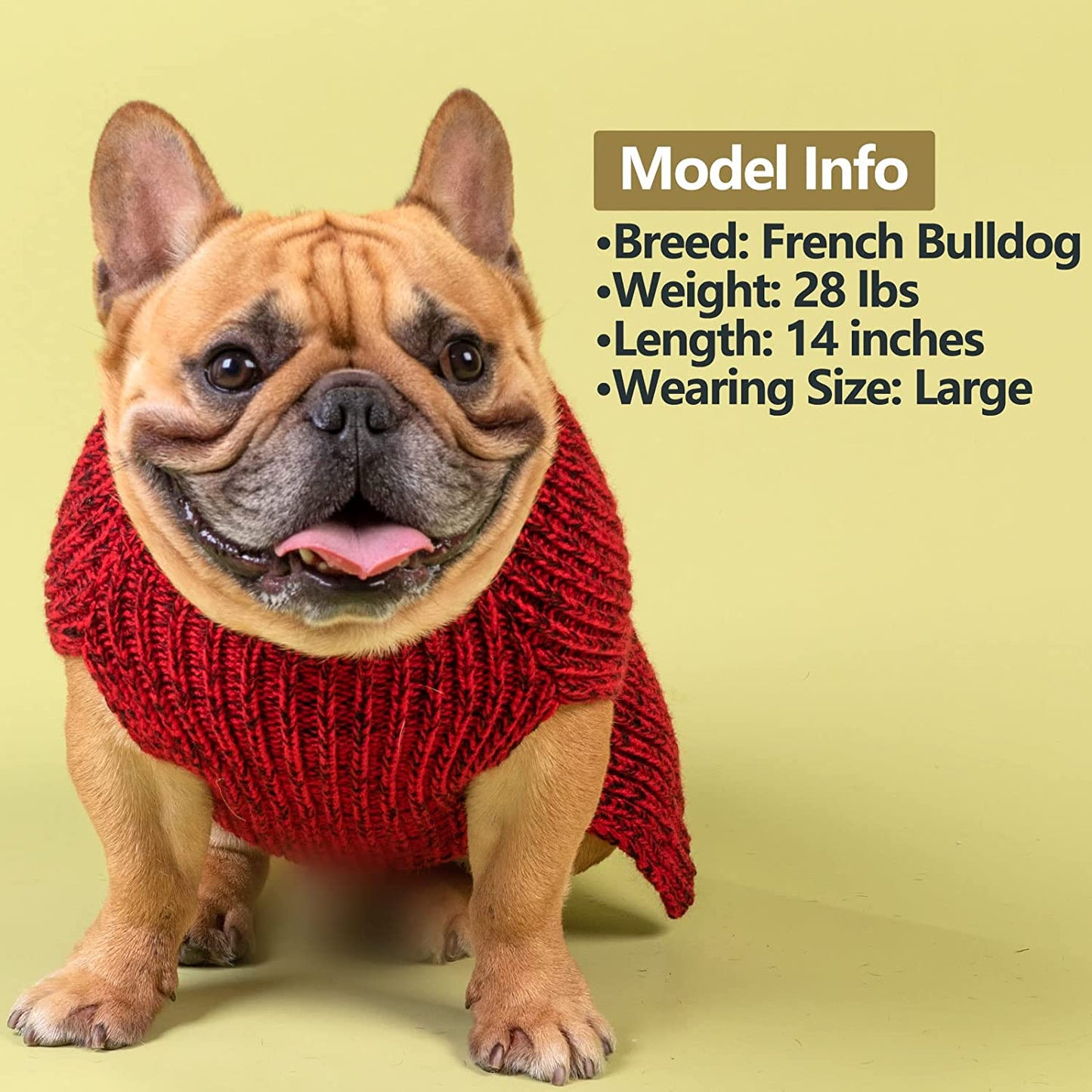 KYEESE Dog Sweater Turtleneck Smile Face Dog Knitwear with Leash Hole for Small Dogs Pet Sweater,Red,M Animals & Pet Supplies > Pet Supplies > Dog Supplies > Dog Apparel kyeese   