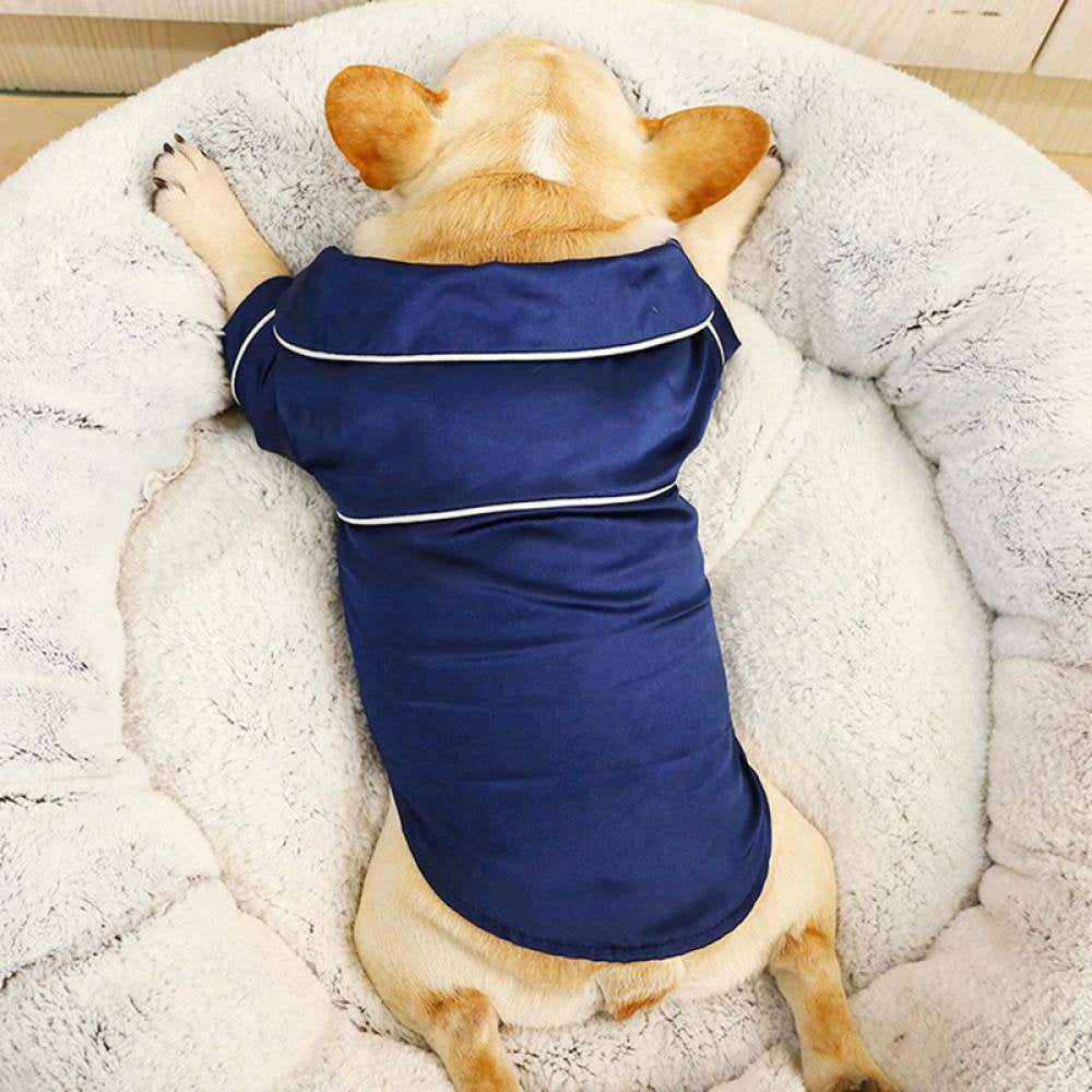 Pet Cat Dog Pajamas Soft Silk Clothes Apparel Small Puppy Jumpsuit Sleepwear,Dark Blue Color,S Size Animals & Pet Supplies > Pet Supplies > Dog Supplies > Dog Apparel Echenor   