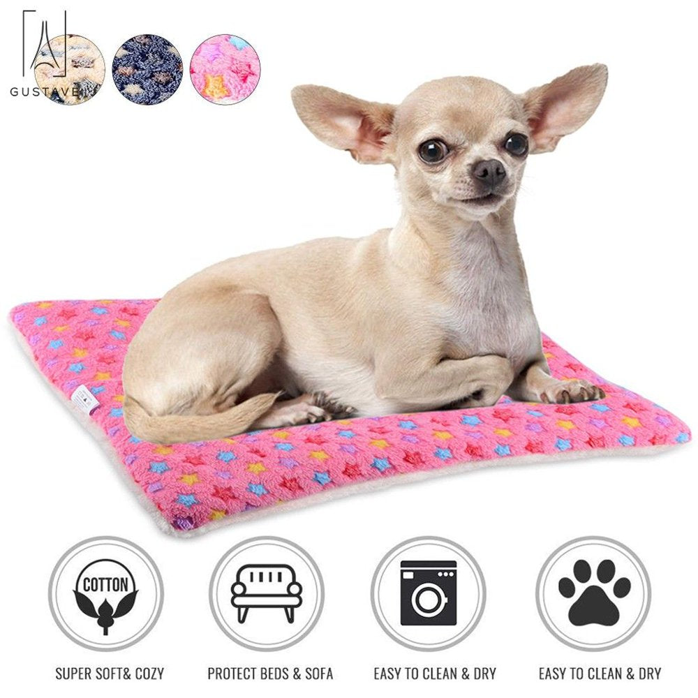 Gustavedesign Large Dog Pet Sleep Mat Soft Warm Reversible Fleece Crate Bed Mat Kennel Pad Cage Cushion for Large Small Medium Dog Cat "Yellow, S" Animals & Pet Supplies > Pet Supplies > Cat Supplies > Cat Beds Gustave L(Length 27.6", Width 21.6") Pink 