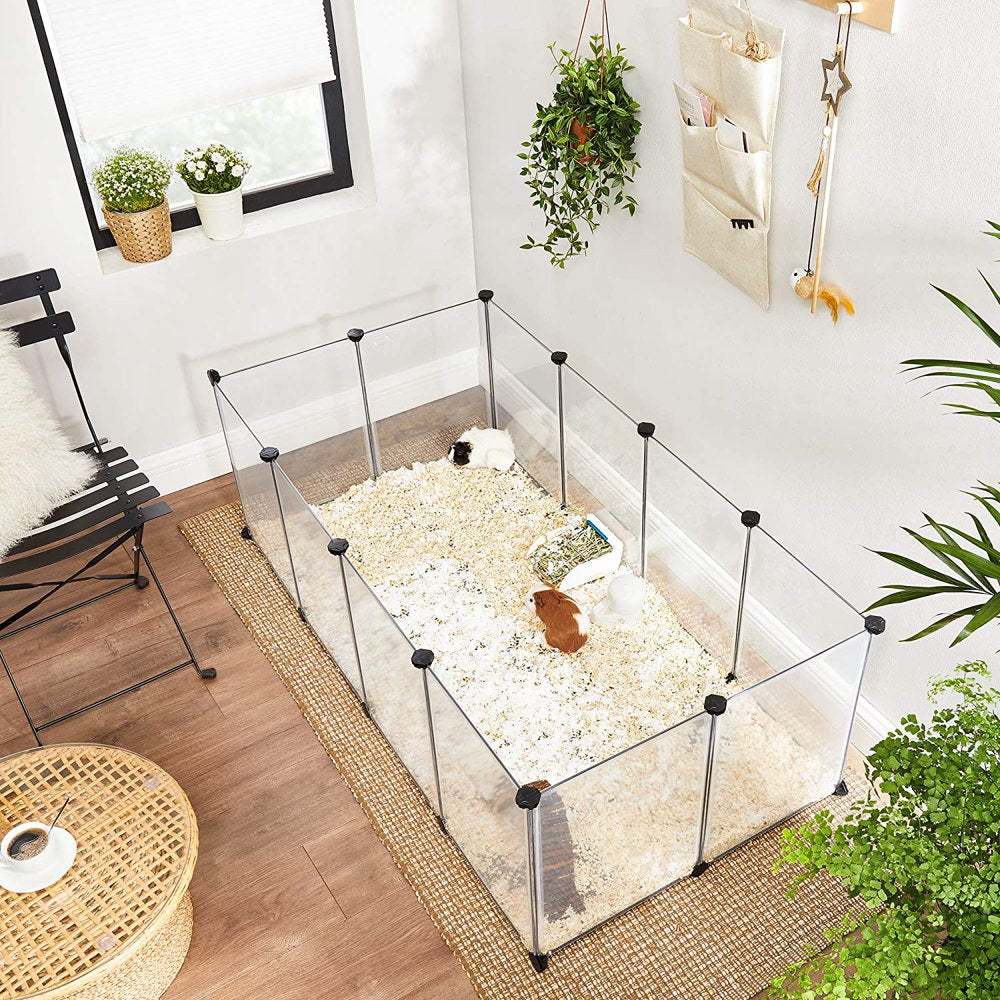 SONGMICS Pet Playpen, Fence Cage with Bottom for Small Animals, White Animals & Pet Supplies > Pet Supplies > Dog Supplies > Dog Kennels & Runs SONGMICS   