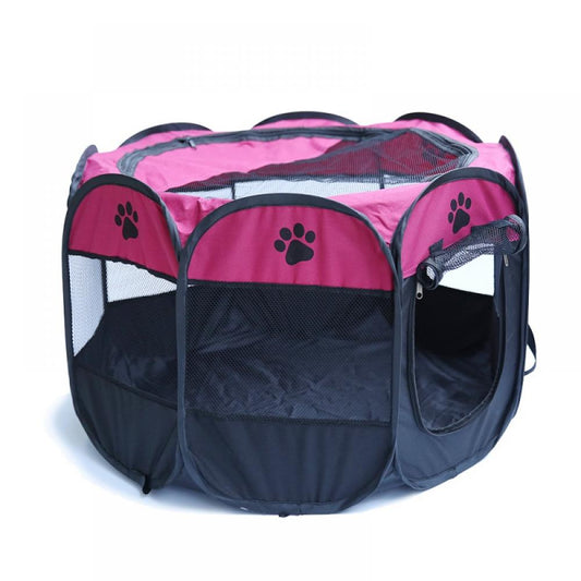 Portable Collapsible Octagonal Pet Tent Dog House Outdoor Breathable Tent Kennel Fence for Large Dogs Animals & Pet Supplies > Pet Supplies > Dog Supplies > Dog Houses 825282689 Rose Red  