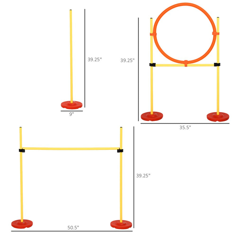 Pawhut 3Pc Portable Dog Obstacle Course Backyard Agility Set W/ Adjustable Poles Animals & Pet Supplies > Pet Supplies > Dog Supplies > Dog Treadmills Aosom LLC   