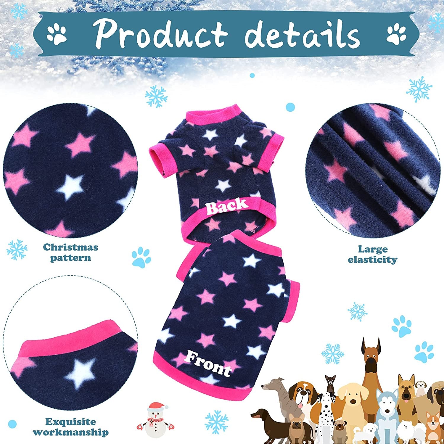 3 Pieces Winter Dog Clothes Warm Dog Shirts Soft Fleece Puppy Clothes Colorful Thickening Dog Pajamas Winter Outfits Dog Sweater for Small Pets Dog Cat Chihuahua Teddy, S Animals & Pet Supplies > Pet Supplies > Dog Supplies > Dog Apparel Xuniea   