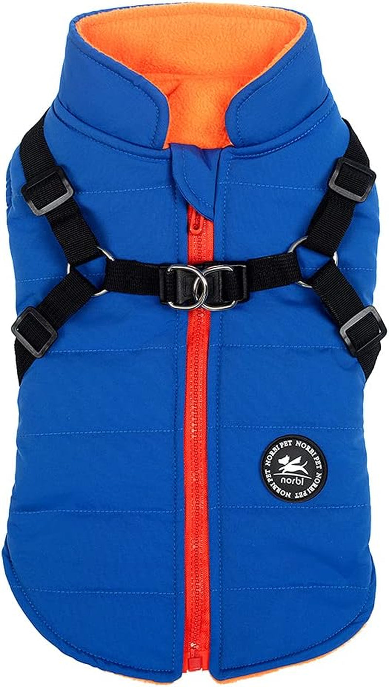 Norbi Pet Warm Jacket Small Dog Vest Harness Puppy Winter 2 in 1 Outfit Cold Weather Coat (M, Red) Animals & Pet Supplies > Pet Supplies > Dog Supplies > Dog Apparel Norbi Blue XS 