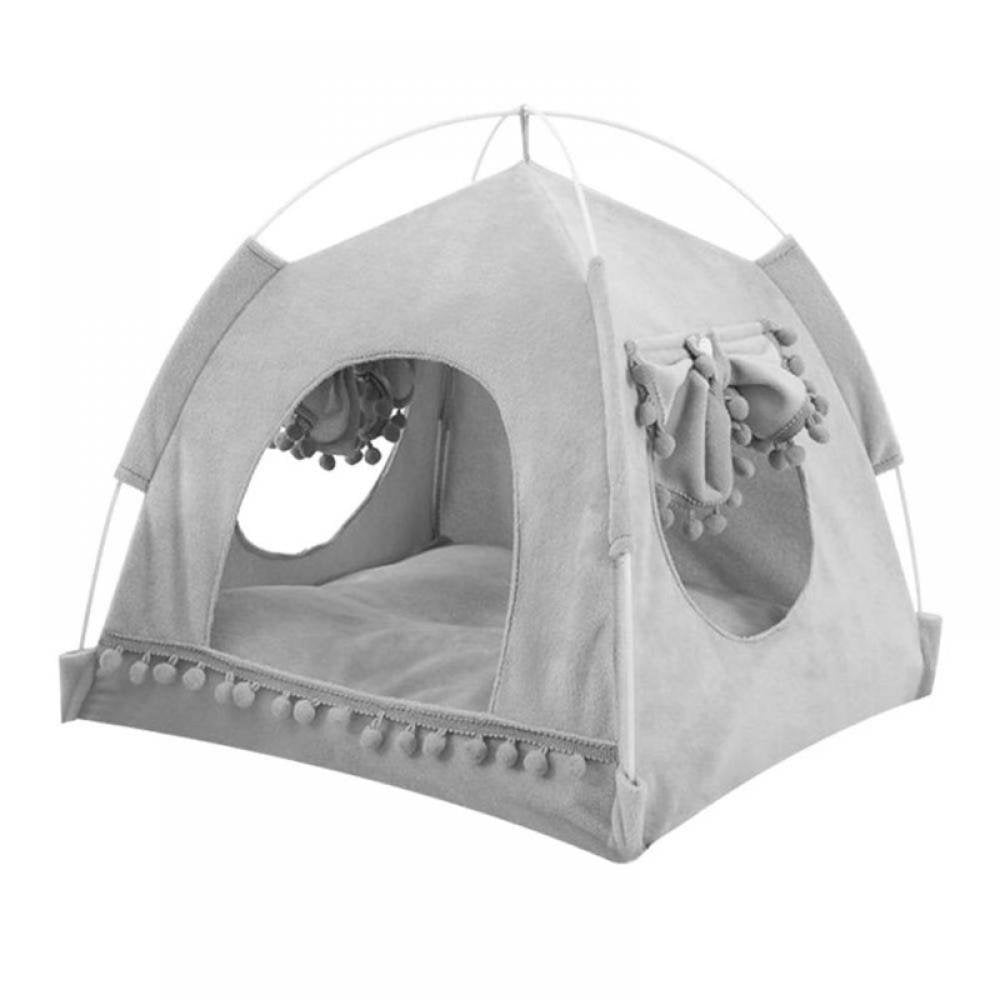 Stibadium Pet Tent Cave Bed for Cat Small Dog, with Removable Washable Cushion Pillow, Portable Folding Cat Tent Kitten Bed Cat Hut Microfiber Cozy Cave, S-XL Animals & Pet Supplies > Pet Supplies > Cat Supplies > Cat Beds Stibadium L Gray 