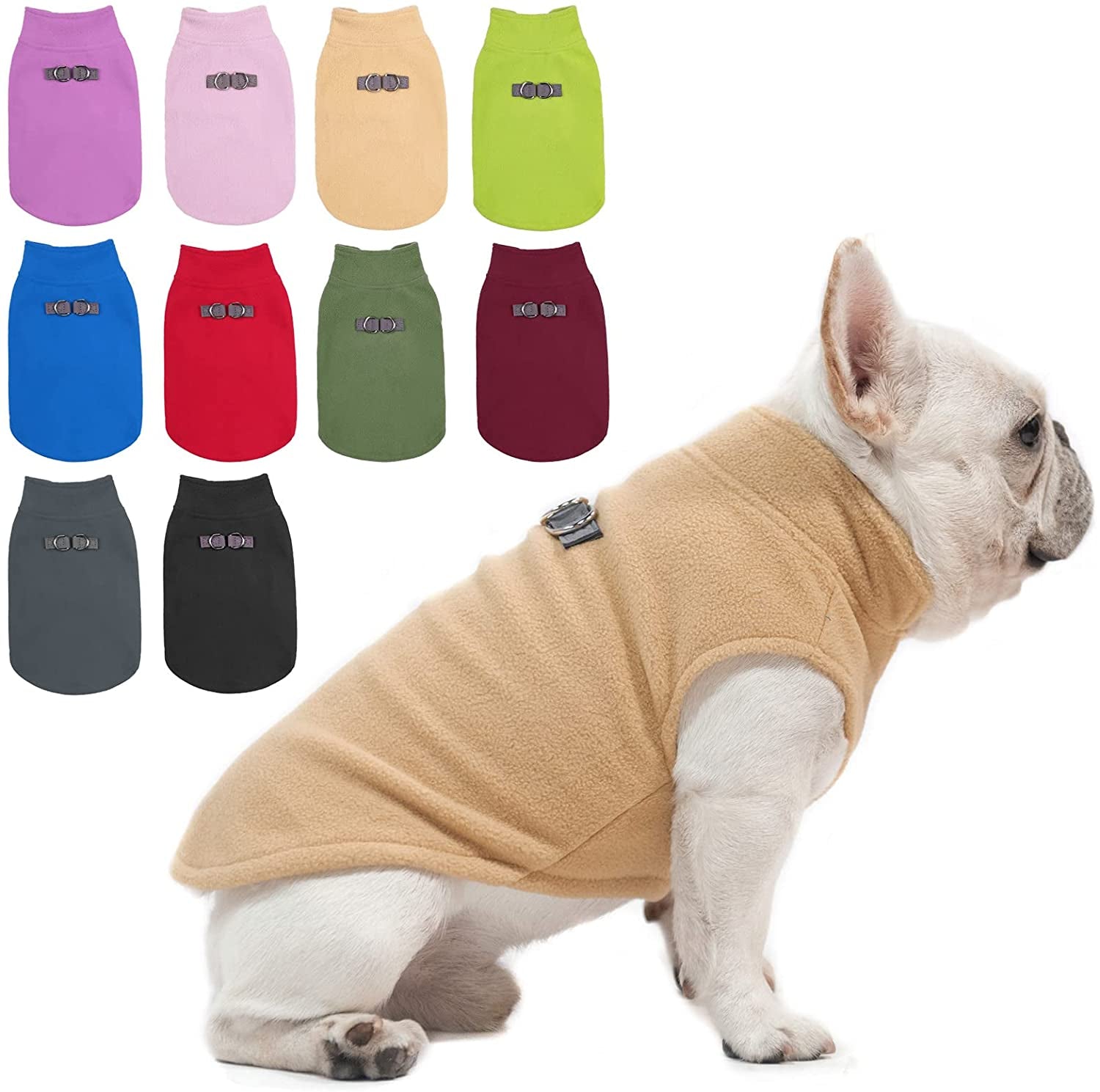 BEAUTYZOO Dog Fleece Vest Sweater Winter Jacket for Small and Medium Dogs with D-Ring Leash Cold Weather Coat Hoodie for XS S M Dogs Boy or Girls Animals & Pet Supplies > Pet Supplies > Dog Supplies > Dog Apparel BEAUTYZOO BEIGE X-Small 