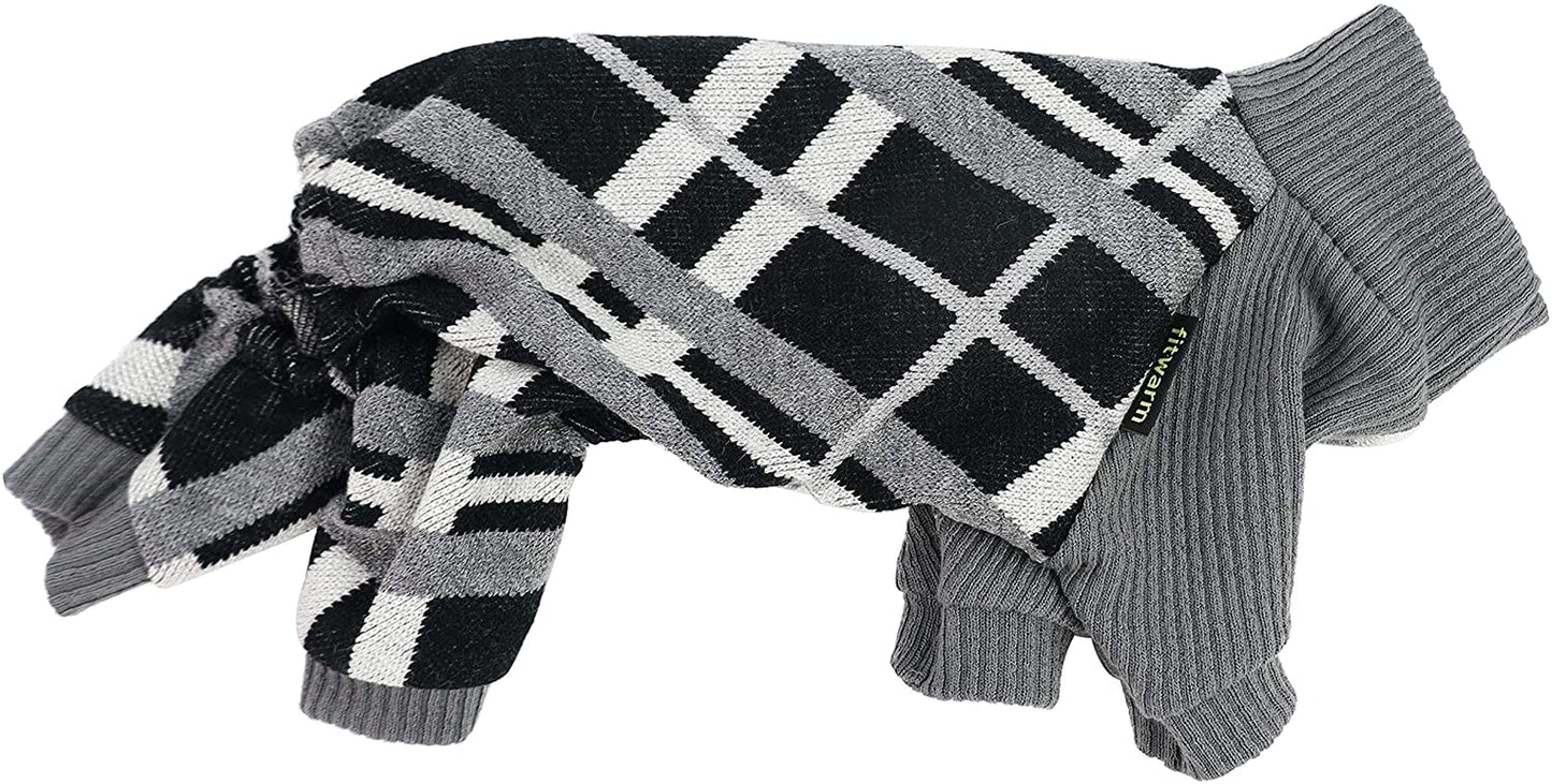 Fitwarm Argyle Dog Pajamas Thermal Knitted Pet Clothes Puppy Sweater Doggie Turtleneck PJS Lightweight Coat Doggy Outfits Cat Jumpsuits Black Medium Animals & Pet Supplies > Pet Supplies > Dog Supplies > Dog Apparel Fitwarm   