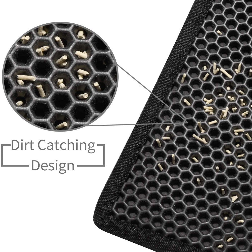 Cat Litter Mat 24 * 18In Cat Litter Box, Waterproof Non Toxic EVA, Double Layer Honeycomb Design (Black) Animals & Pet Supplies > Pet Supplies > Cat Supplies > Cat Litter Box Mats Virgil Farming Poems   