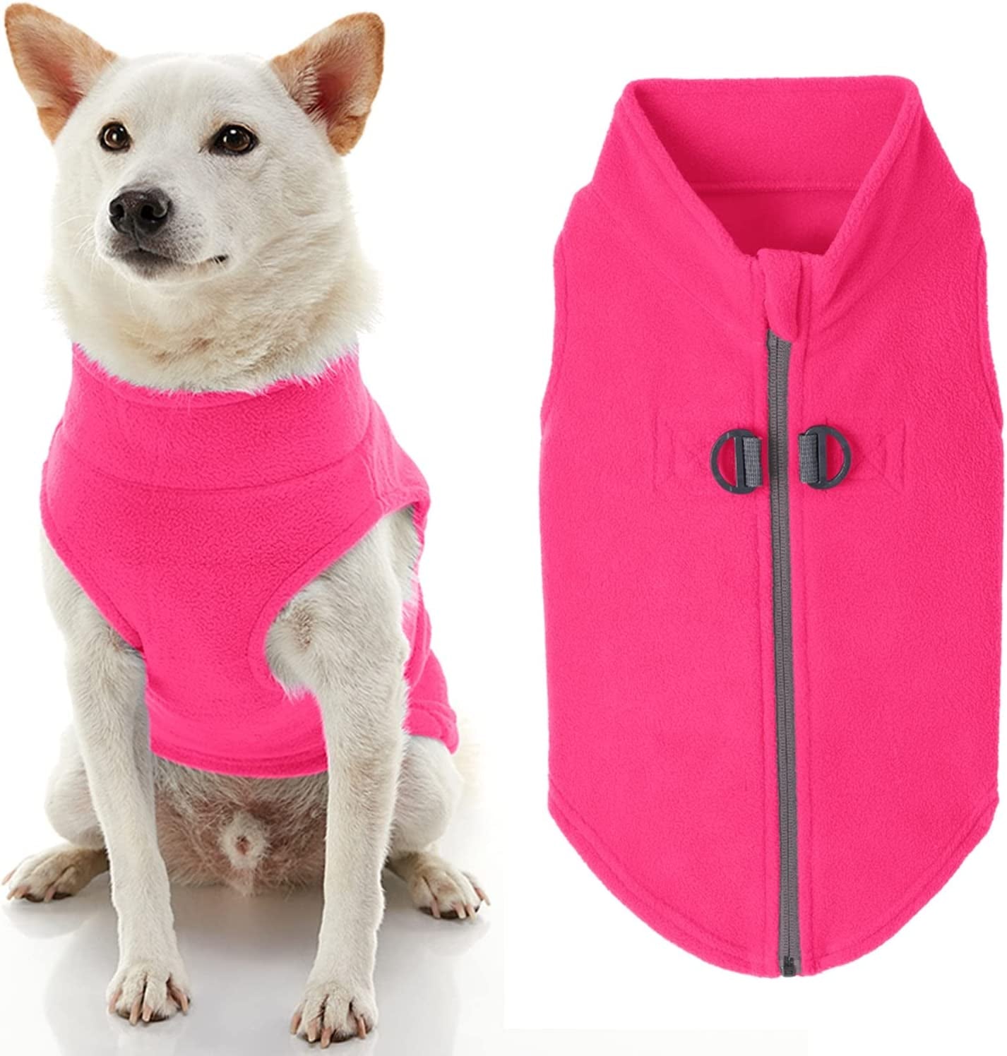 Gooby Zip up Fleece Dog Sweater - Blue, Medium - Warm Pullover Fleece Step-In Dog Jacket with Dual D Ring Leash - Winter Small Dog Sweater - Dog Clothes for Small Dogs Boy and Medium Dogs Animals & Pet Supplies > Pet Supplies > Dog Supplies > Dog Apparel Inafiction USA Pink X-Small chest (~11") 