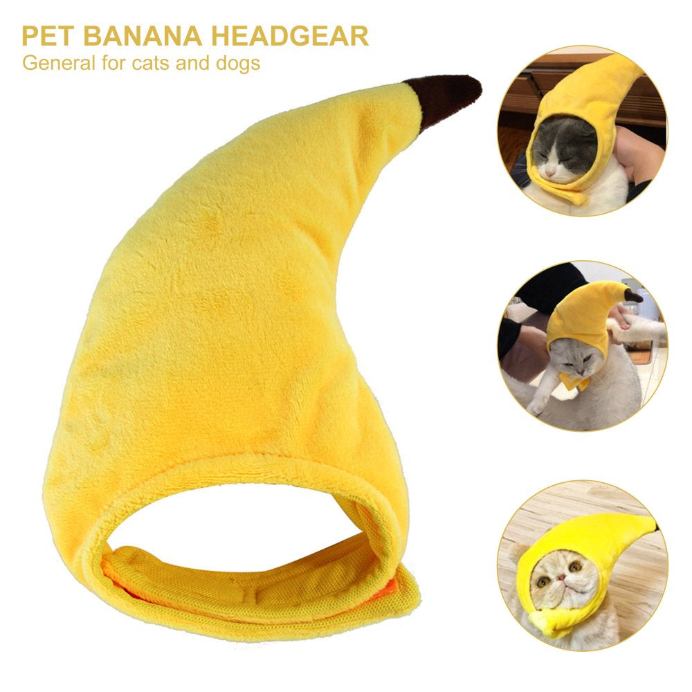 Pet Enjoy Cat Banana Hat Headwear,Cat Dog Soft Headgear Costume Pet Banana Cap,Funny Fruit Banana Apparel for Cats Kitten Puppy Small Dogs Animals & Pet Supplies > Pet Supplies > Dog Supplies > Dog Apparel Pet Enjoy   