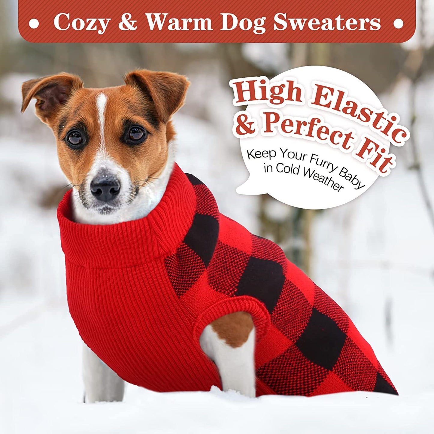 Kuoser Dog Sweater Pullover Knitwear, Dog Christmas Sweaters Classic Plaid Cable Knitted Wear, Dog Turtleneck Puppy Cold Weather Clothes for Small Medium Dogs Animals & Pet Supplies > Pet Supplies > Dog Supplies > Dog Apparel Kuoser   