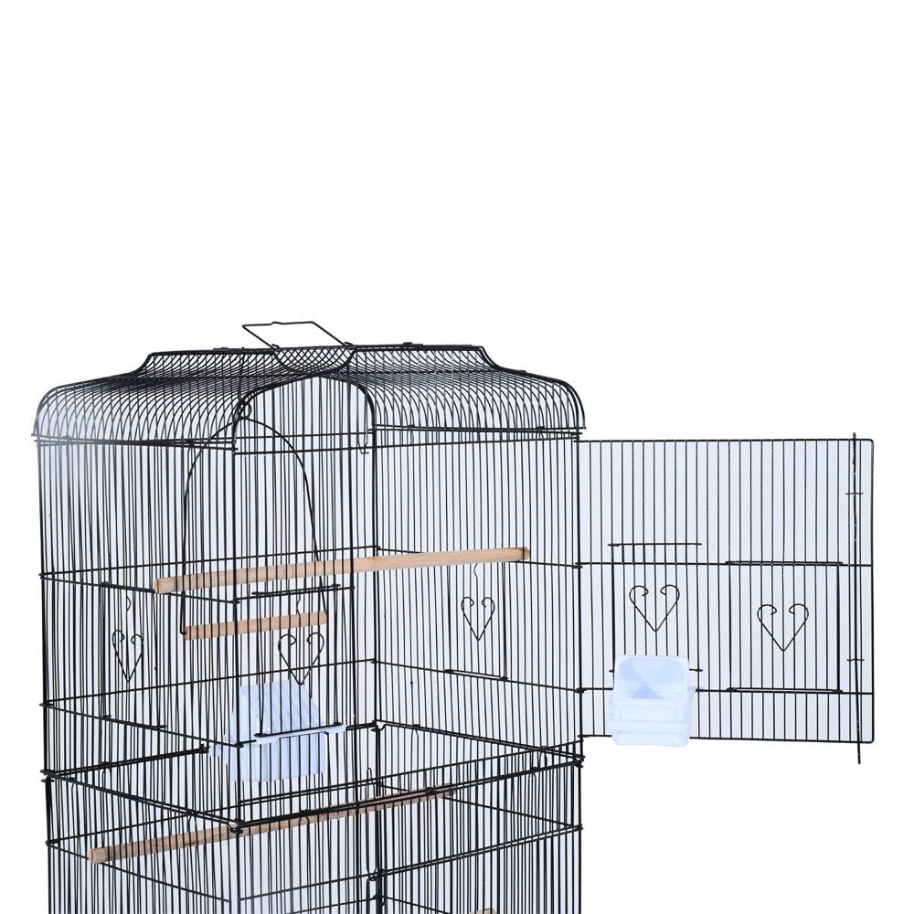 Pawhut Indoor 63" Metal Bird Cage with Detachable Rolling Stand, Storage Basket - Black Animals & Pet Supplies > Pet Supplies > Bird Supplies > Bird Cage Accessories Aosom LLC   