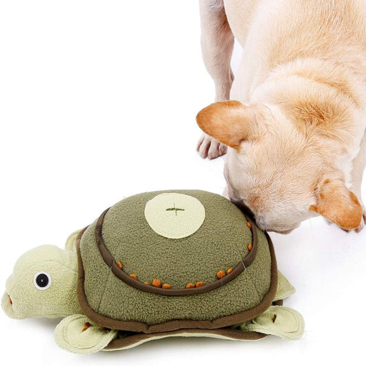 Fastsun Dog Snuffle Toy Dog Food Hiding Toys Dog Turtle Toy Squeaky Toy Puzzle Enrichment Snuffle Stuffed Toys for Dogs Tough Chew Teething Dog Treating Toy (Turtle)