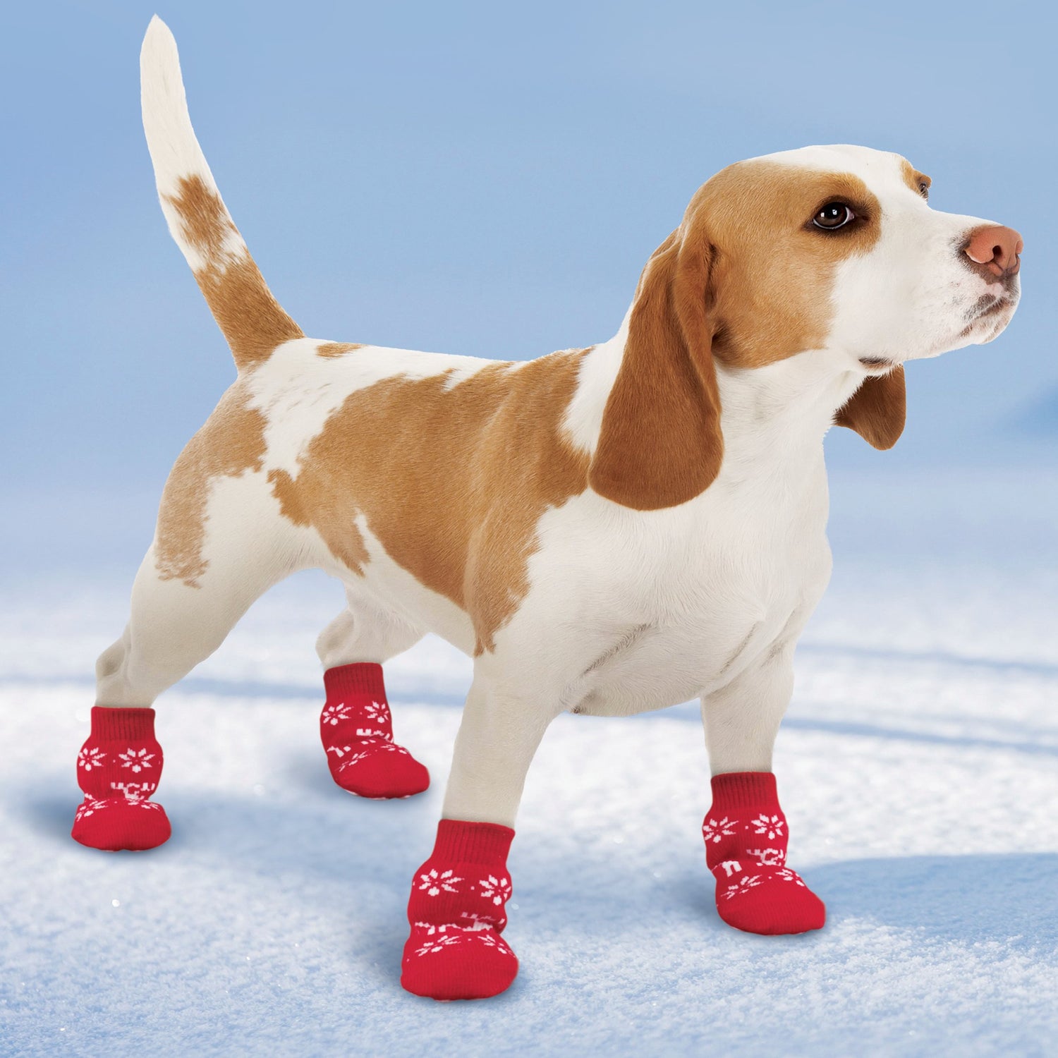 Collections Etc Snowflake & Reindeer Gripper Dog Booties for Snow - Holiday Pet Winter Gear and Apparel, Medium Animals & Pet Supplies > Pet Supplies > Dog Supplies > Dog Apparel Winston Brands   