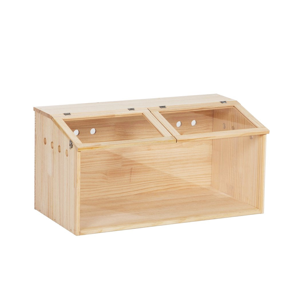 Middle Transparent Wooden Hamster Cage, Small Animal Habitat Hutch for Large Siberian Hamster,Gerbils,Little Rabbits, Natural Animals & Pet Supplies > Pet Supplies > Small Animal Supplies > Small Animal Habitats & Cages HOMEFUL   