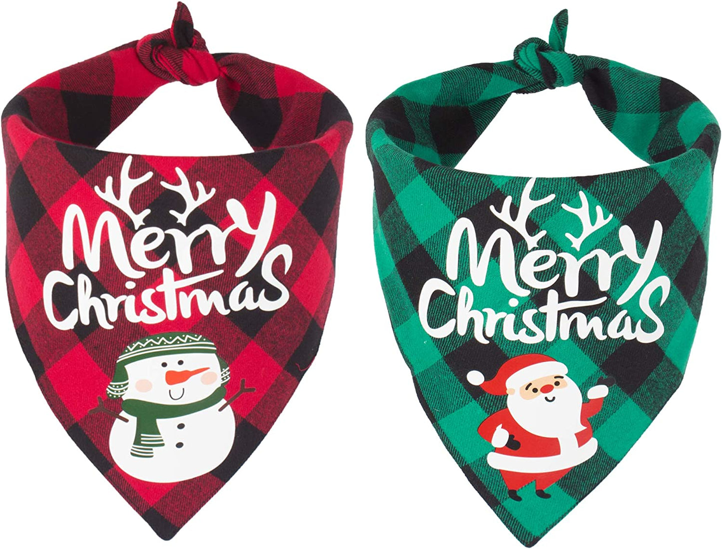 ADOGGYGO 2 Pack Dog Bandana Christmas Classic Buffalo Plaid Dog Scarf Pet Triangle Bibs Christmas Costume Accessories for Small Medium Large Dogs Cats Pets (Red & Green) Animals & Pet Supplies > Pet Supplies > Dog Supplies > Dog Apparel ADOGGYGO Red & Green  