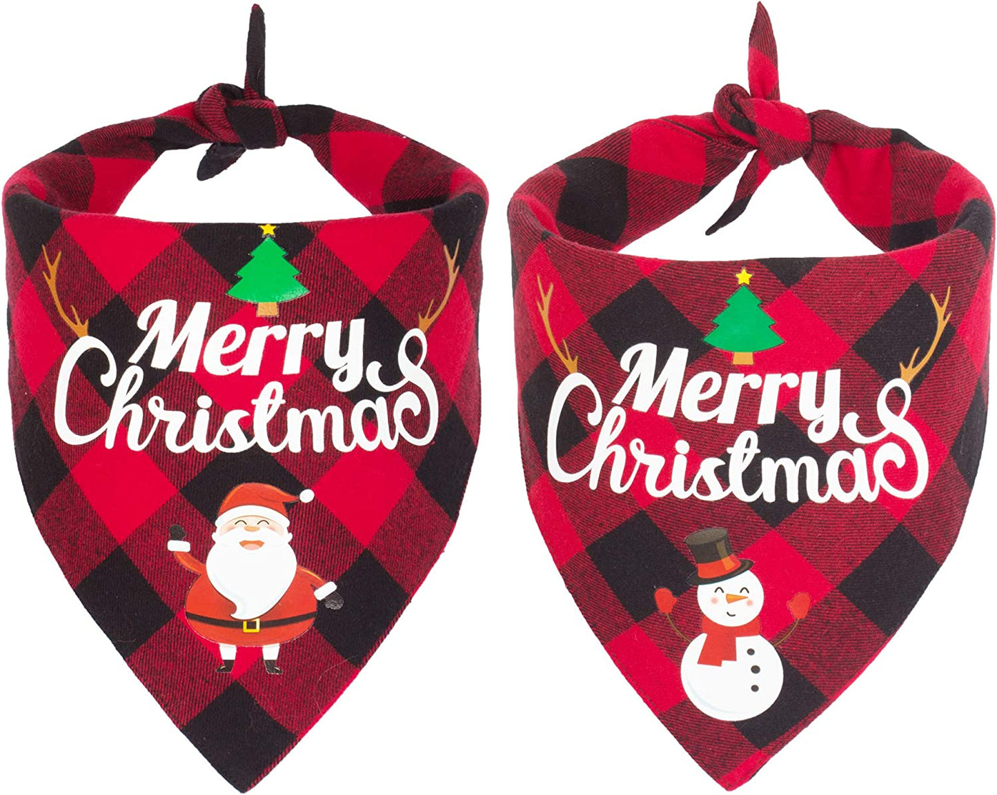 ADOGGYGO 2 Pack Dog Bandana Christmas Classic Plaid Pet Scarf Triangle Bibs Kerchief Merry Christmas Santa Snowman Print Pet Bandana for Medium Large Dogs Pets (Large, Red&Green) Animals & Pet Supplies > Pet Supplies > Dog Supplies > Dog Apparel ADOGGYGO Red Small 