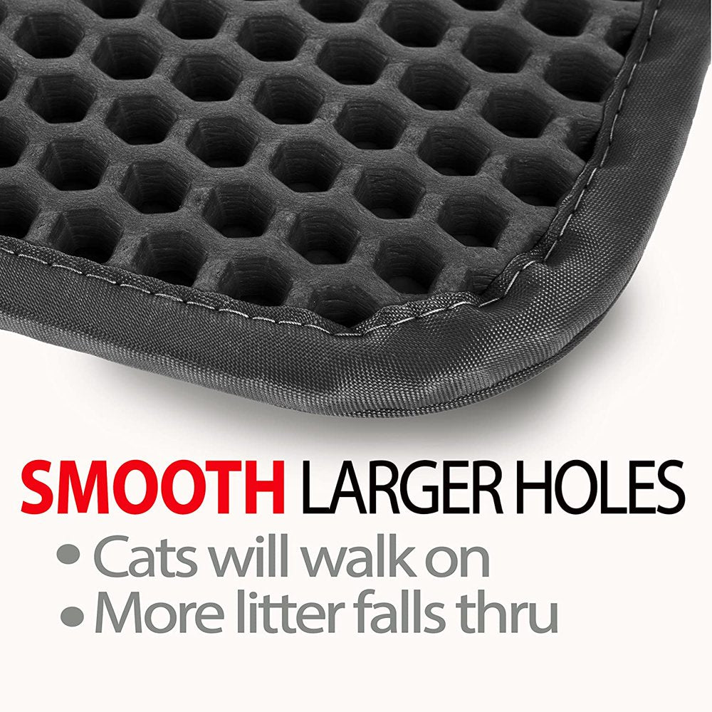 Iprimio Cat Litter Mat - Traps Litter from Paws and Box - Large (30” X 23”) - Black