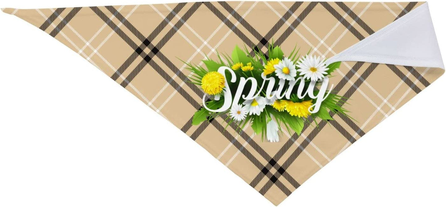 Hello Spring Floral Season Border Pet Dog and Cat Decorative Triangle Scarf,Dog Bandana,Breathable and Stain Resistant. Animals & Pet Supplies > Pet Supplies > Dog Supplies > Dog Apparel ZALTAS   