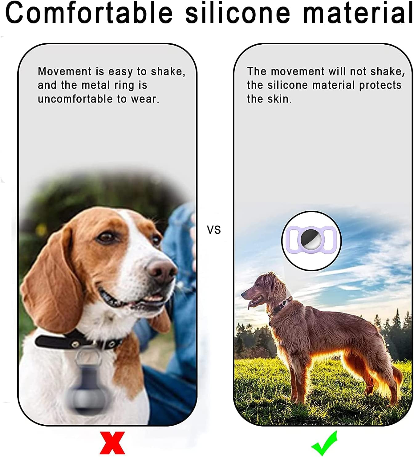 Dog Collar Holder Compatible with Airtag, Soft Silicone Waterproof Protective Case Cover for Apple Air Tags Tracker