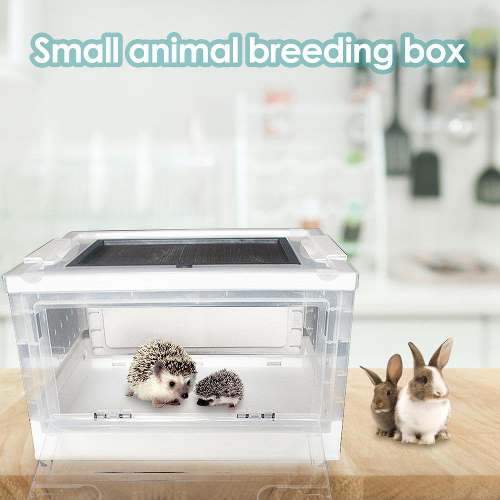 Julam Small Animal Breeding Box Easy to Clean Small Animal Habitat Pet Cage Transparent Mini Reptile Habitat Terrarium with Cover Frugal Animals & Pet Supplies > Pet Supplies > Small Animal Supplies > Small Animal Habitats & Cages Julam   