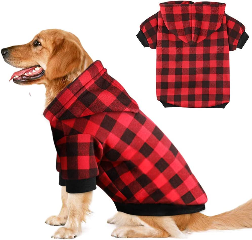 Plaid Dog Hoodie Sweatshirt Sweater for Small Dogs Cat Puppy Clothes Coat Warm and Soft(S) Animals & Pet Supplies > Pet Supplies > Dog Supplies > Dog Apparel Blaoicni Medium  