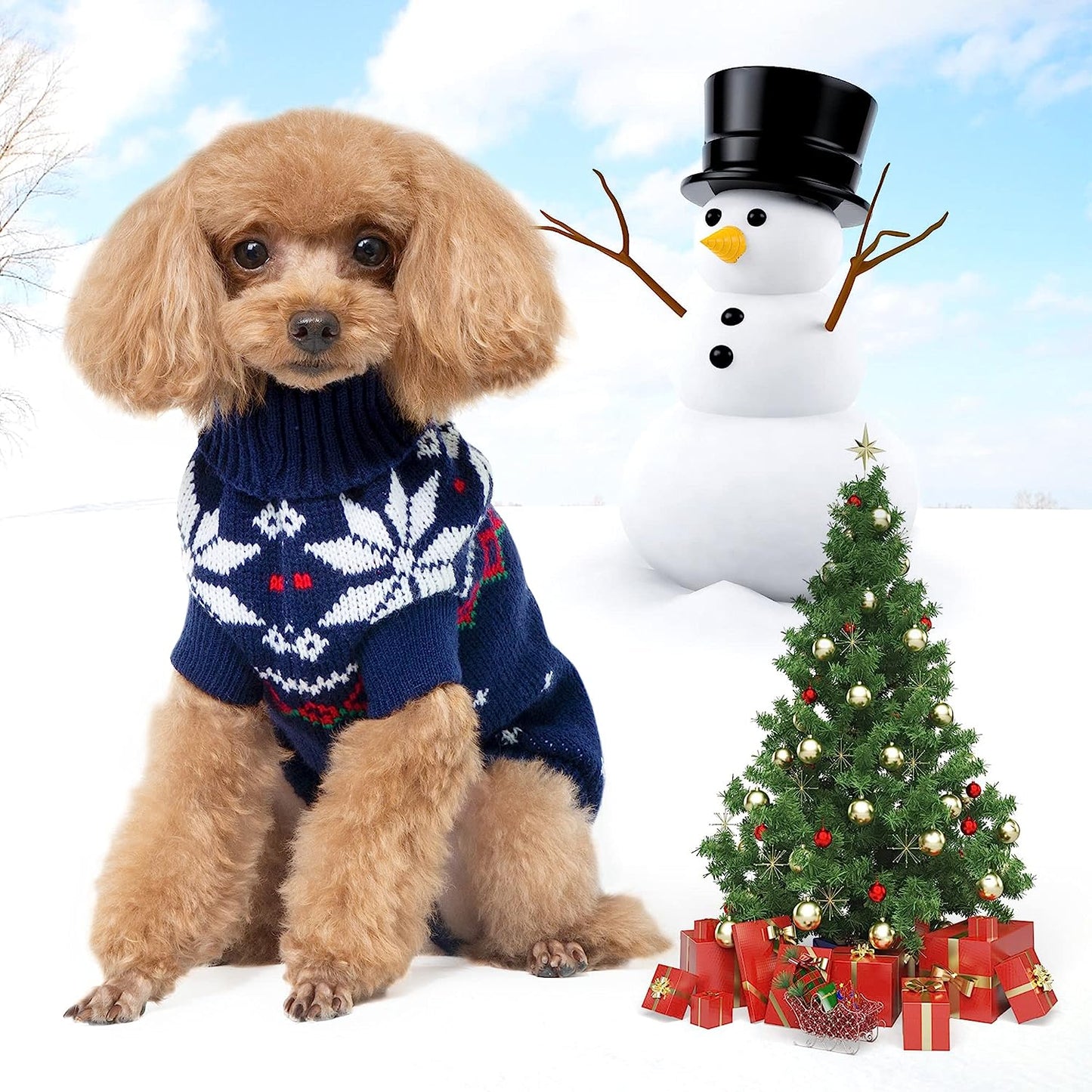 MECHHEIT Dog Sweater Knitted Pet Cat Sweater - Dog Sweaters for Small Dogs, Soft Thickening Warm Pup Dogs Shirt Winter Puppy Sweater for Small Medium Dogs Christmas Sweat Animals & Pet Supplies > Pet Supplies > Dog Supplies > Dog Apparel MECHHEIT   