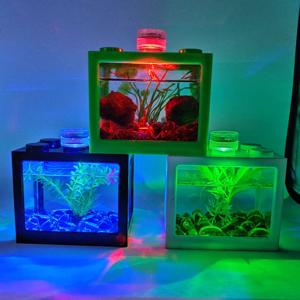 Bigstone Fish Tank Transparent Energy Saving Acrylic LED Light Aquarium Tank Kit for Room Decor