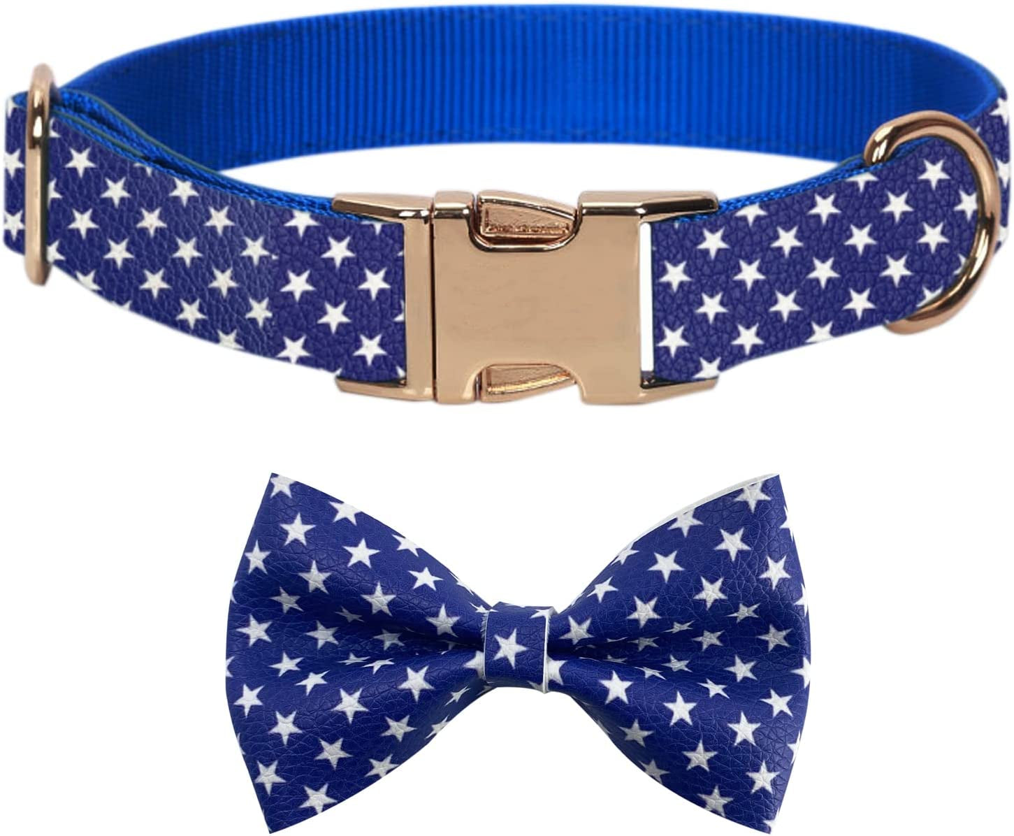 Wondrella American Flag Dog Collar, Cute Bowtie Dog Collars with Metal Buckle, Blue Pet Collar Bow Tie for Meduim Dogs Animals & Pet Supplies > Pet Supplies > Dog Supplies > Dog Apparel Wondrella S  