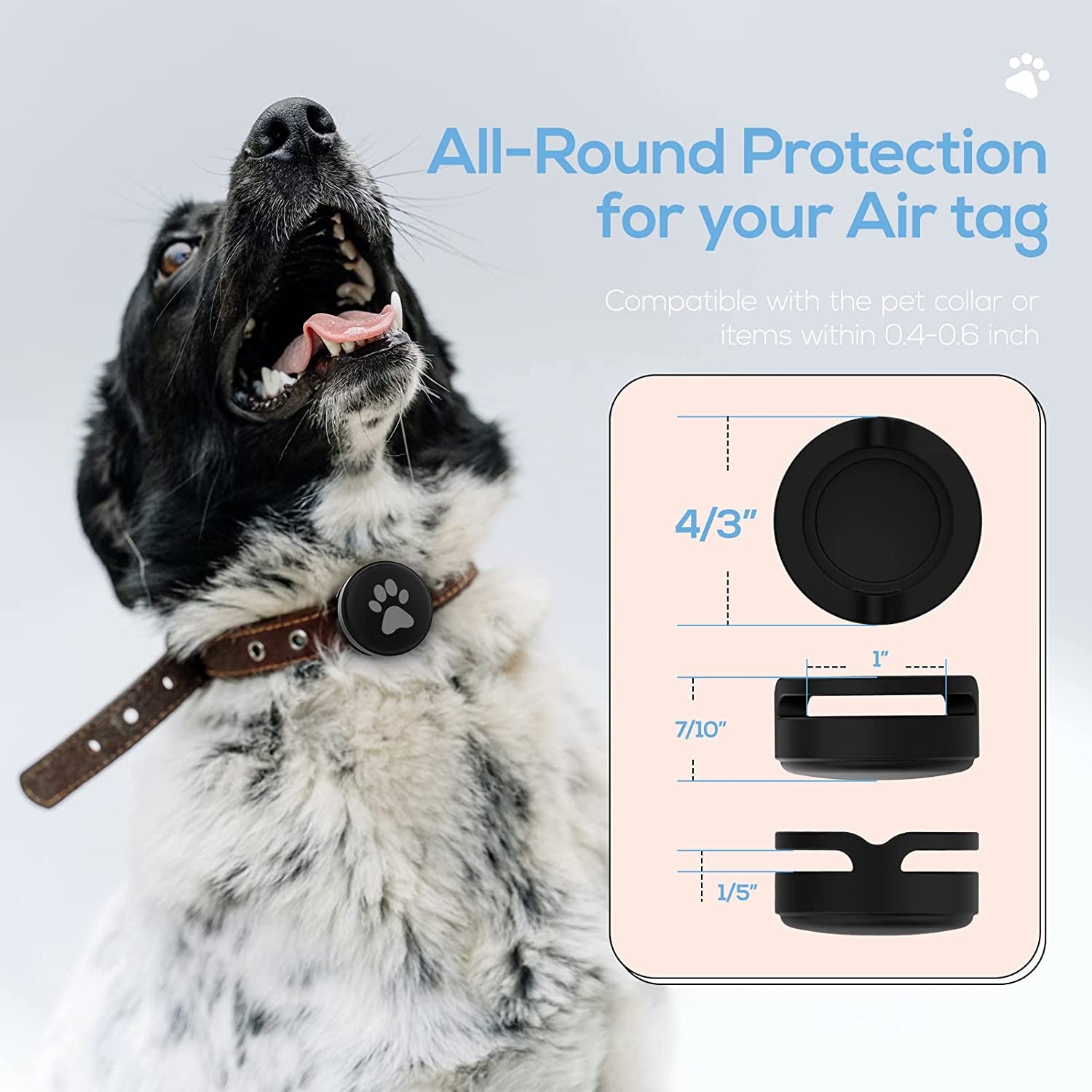 Air Tag Dog Collar Holder(2 Pack), Silicone Air Tag Dot Collar Holder for Apple Air Tags, Anti-Lost Air Tag Holder for Cat, Air Tag Case Cover Fit with Pet Collar Loop & Pets Accessories- Blue & Black Electronics > GPS Accessories > GPS Cases typecase   