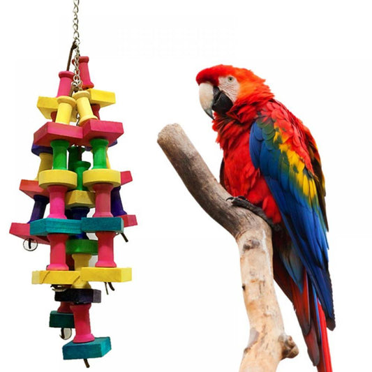 Retap Small Medium Large Parrot Birds Building Blocks Toy Wood String Chewing Toy