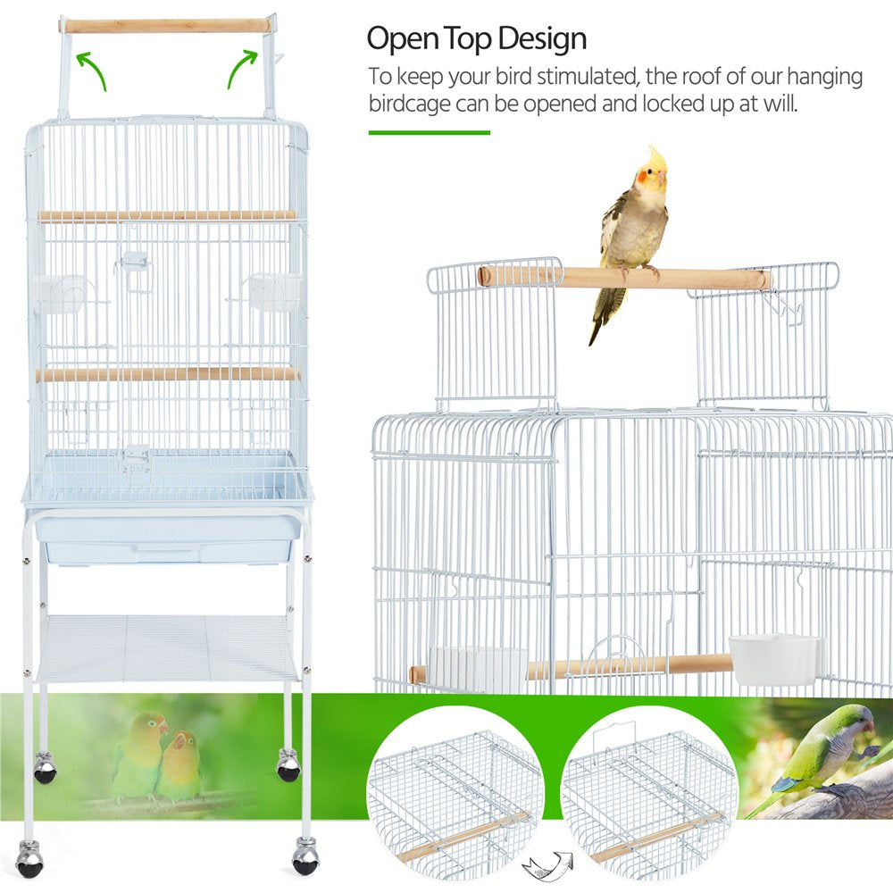 Topeakmart 53.5-Inch Open Top Metal Bird Cage with Detachable Rolling Stand, White Animals & Pet Supplies > Pet Supplies > Bird Supplies > Bird Cages & Stands Topeakmart   