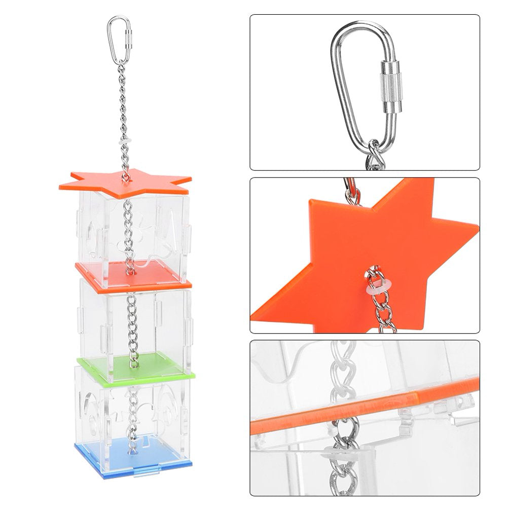 OTVIAP Bird Hanging Food Holder,Multilayer Bird Parrot Forage Box Hanging Treat Foraging Toy Transparent Acrylic Food Holder Animals & Pet Supplies > Pet Supplies > Bird Supplies > Bird Toys FAGINEY   