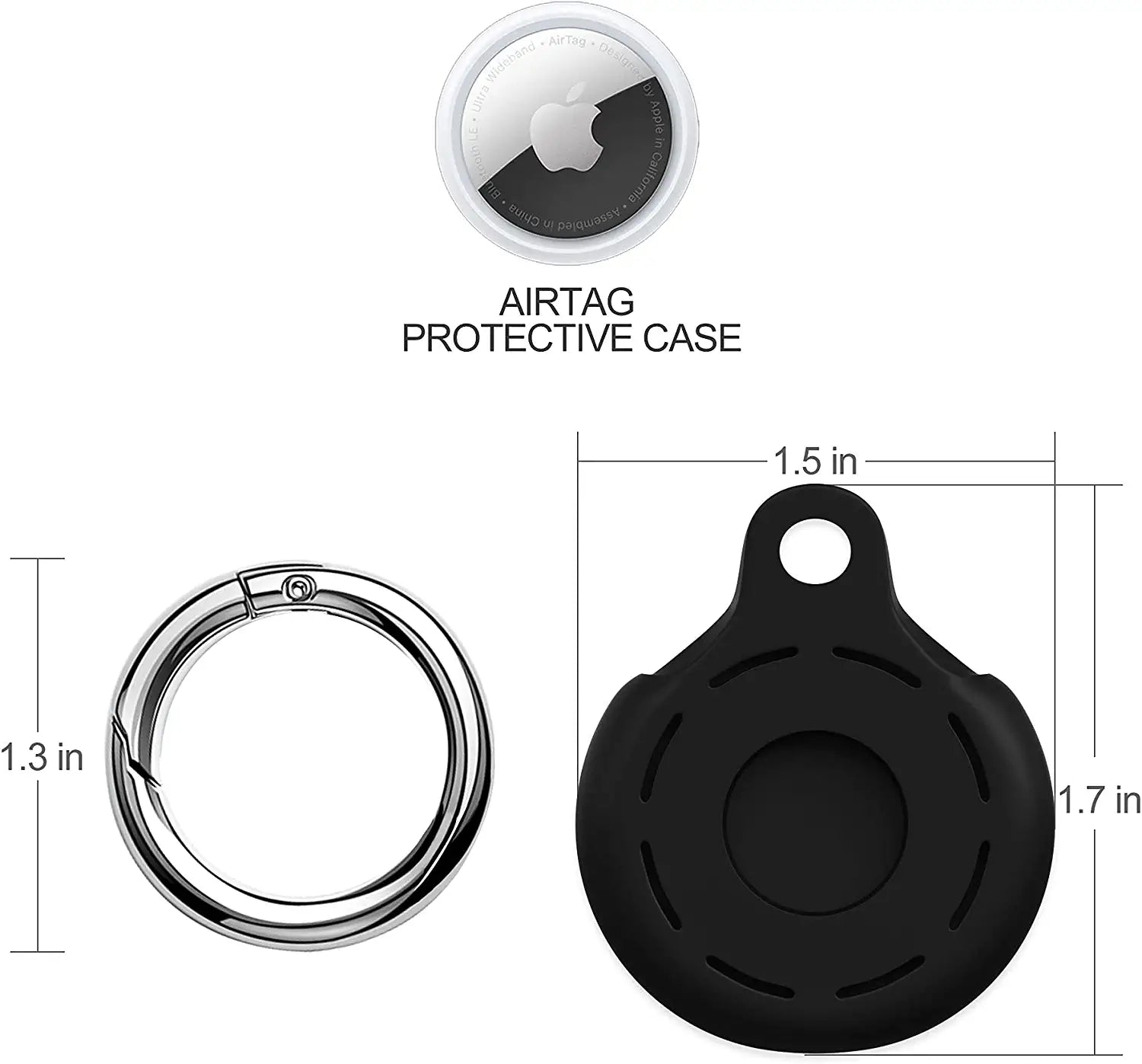 ULUQ Silicone Protective Case Compatible with Airtags 2021, Anti-Scratch Shockproof Full Cover with Keychain, for Pet Collars, Wallet, Keys
